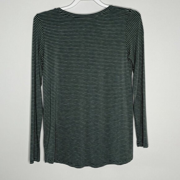 American Eagle Top Womens Small T Shirt Soft Sexy Slub Green Striped Casual Tee - Picture 9 of 11